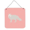 Micasa White Arctic Fox Pink Check Wall or Door Hanging Prints6 x 6 in. MI225944
